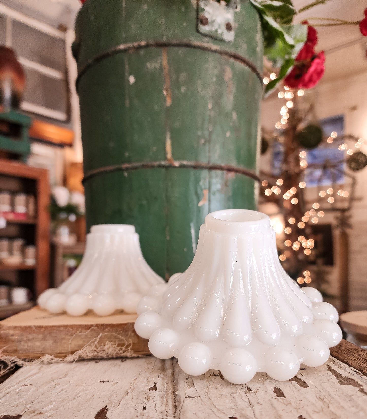 Set of two White Candle Holders