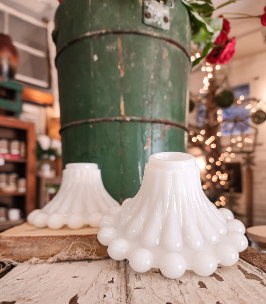 Set of two White Candle Holders