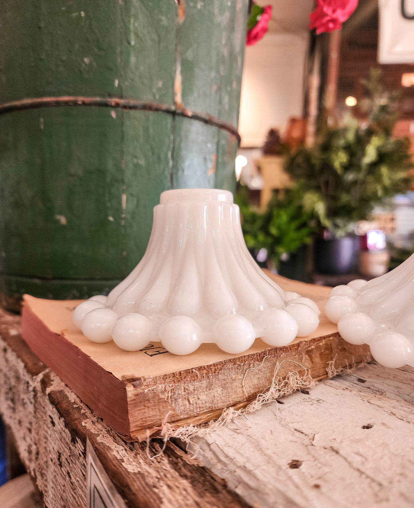 Set of two White Candle Holders