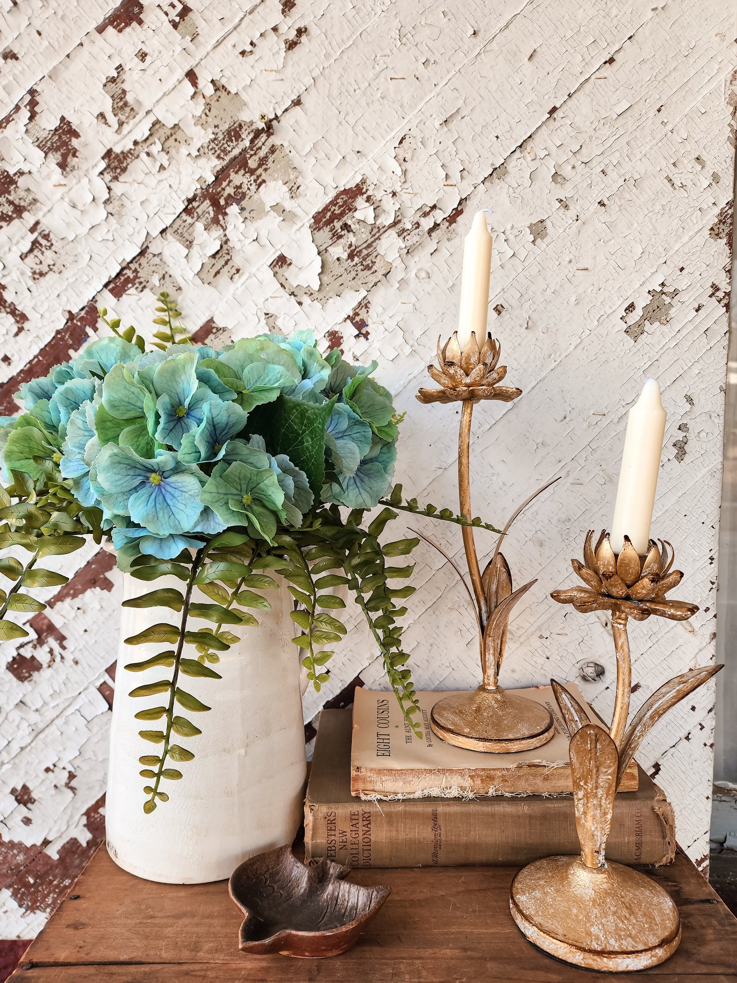 Gold Cast Iron Floral Candle Holders (2 Sizes)