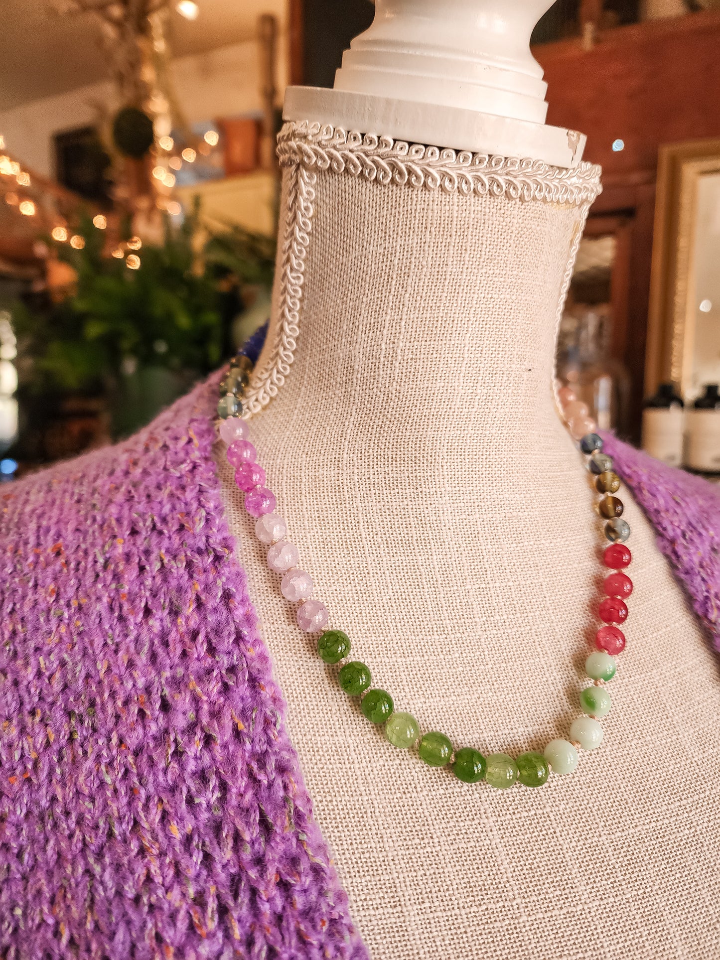 Natural Stone Semi-Precious Glass Mixed Necklace