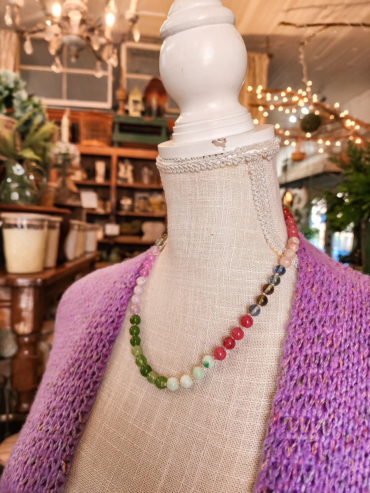 Natural Stone Semi-Precious Glass Mixed Necklace