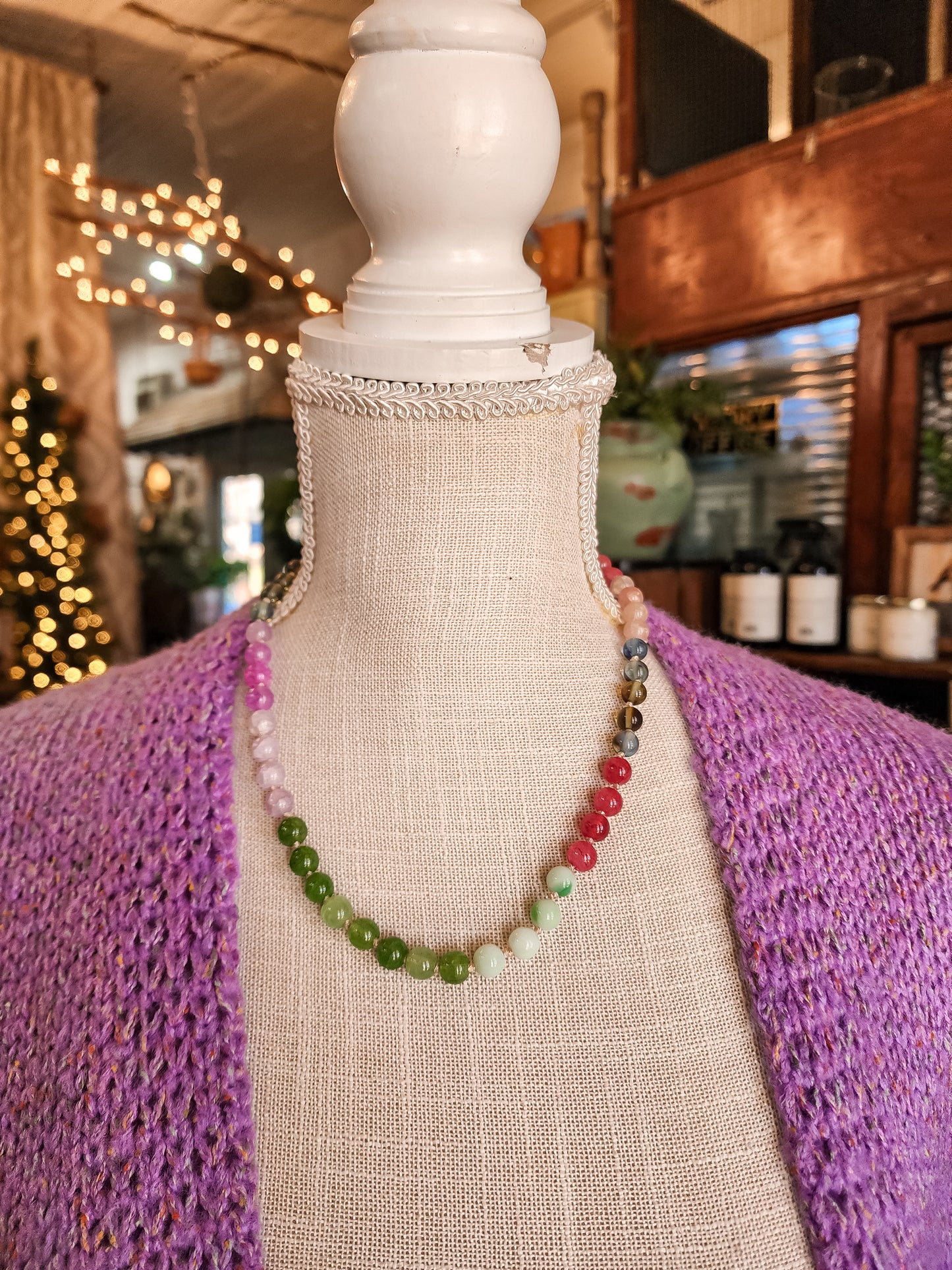 Natural Stone Semi-Precious Glass Mixed Necklace