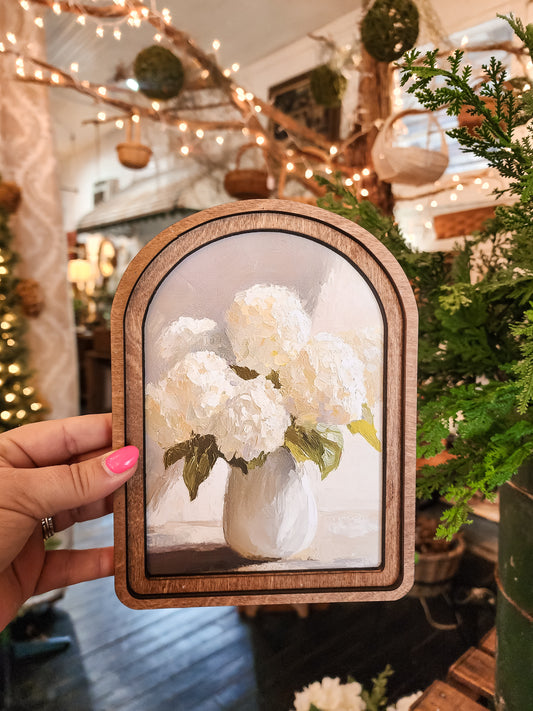 Arch Top Hydrangea Vase Framed Art
