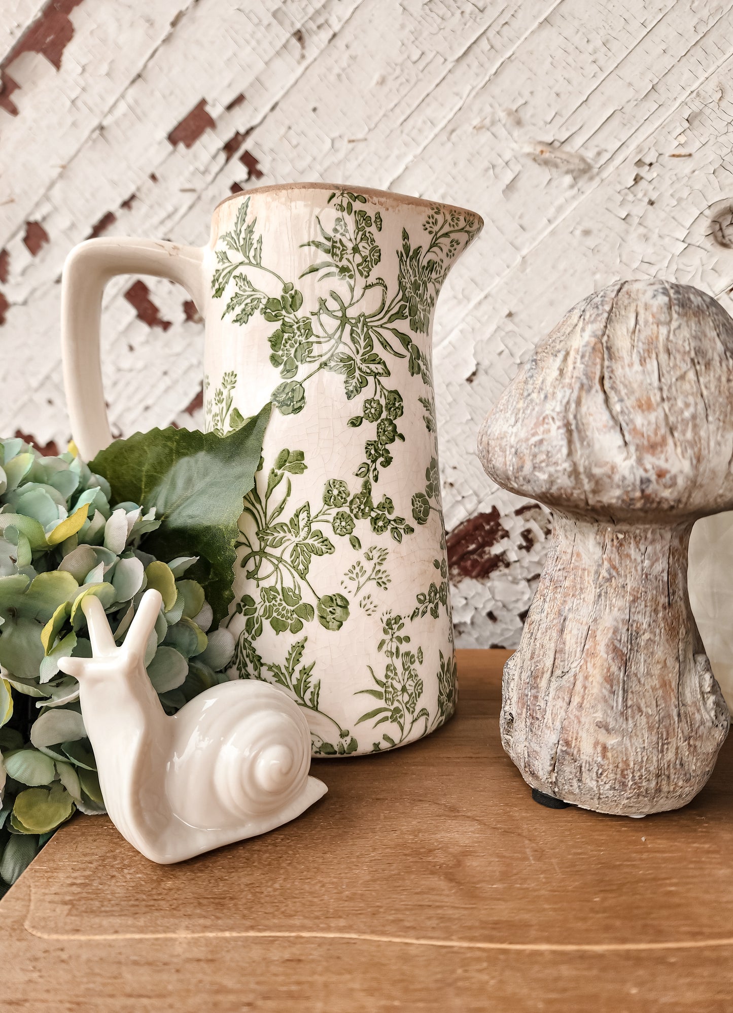 Fern And Floral Ceramic Pitcher