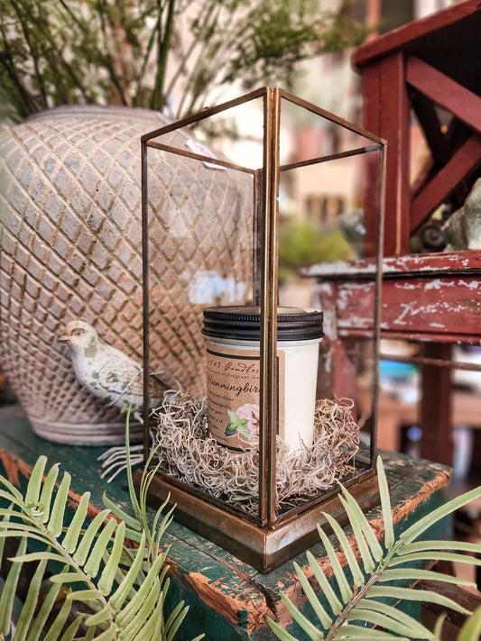 Antique Style Glass with Reclaimed Bottom Candle Hurricane