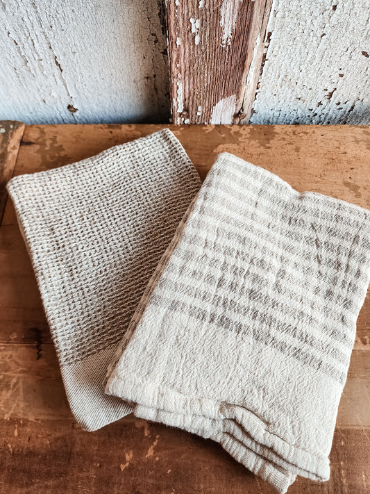 Olive + Oatmeal Dish Towels Set of 2