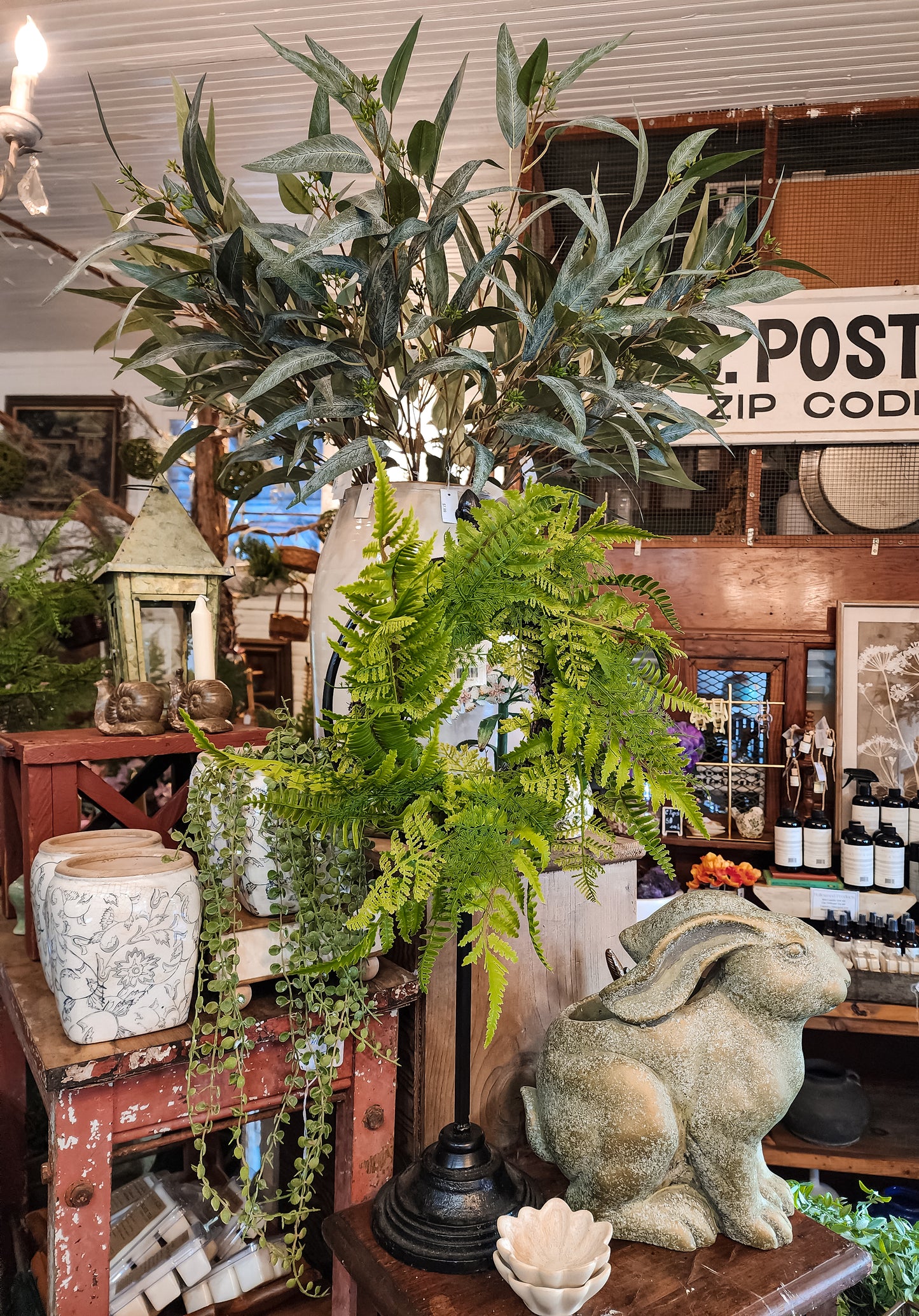 Green Bunny Planter with Gold Detail