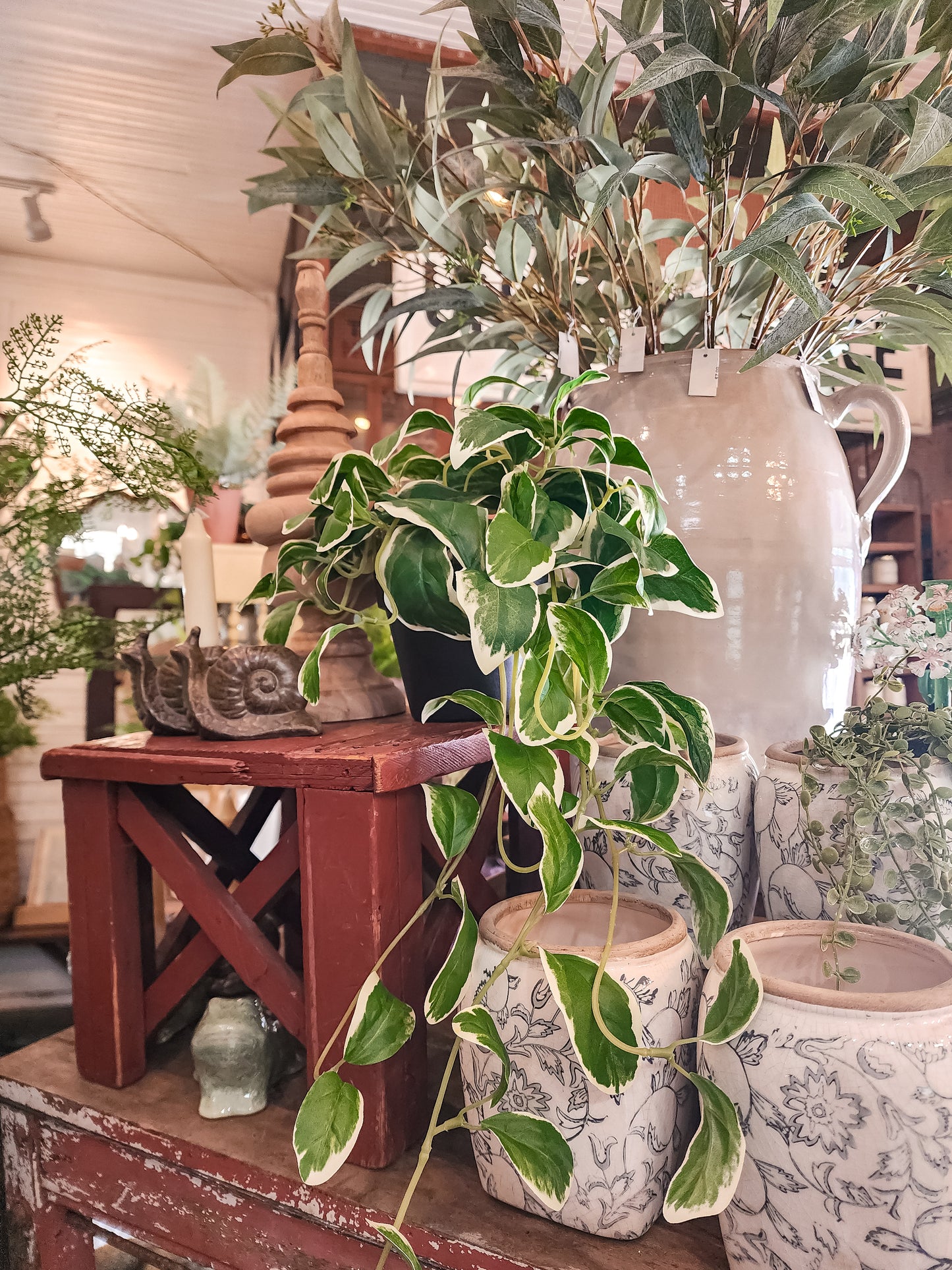 Potted Variegated Faux Plant