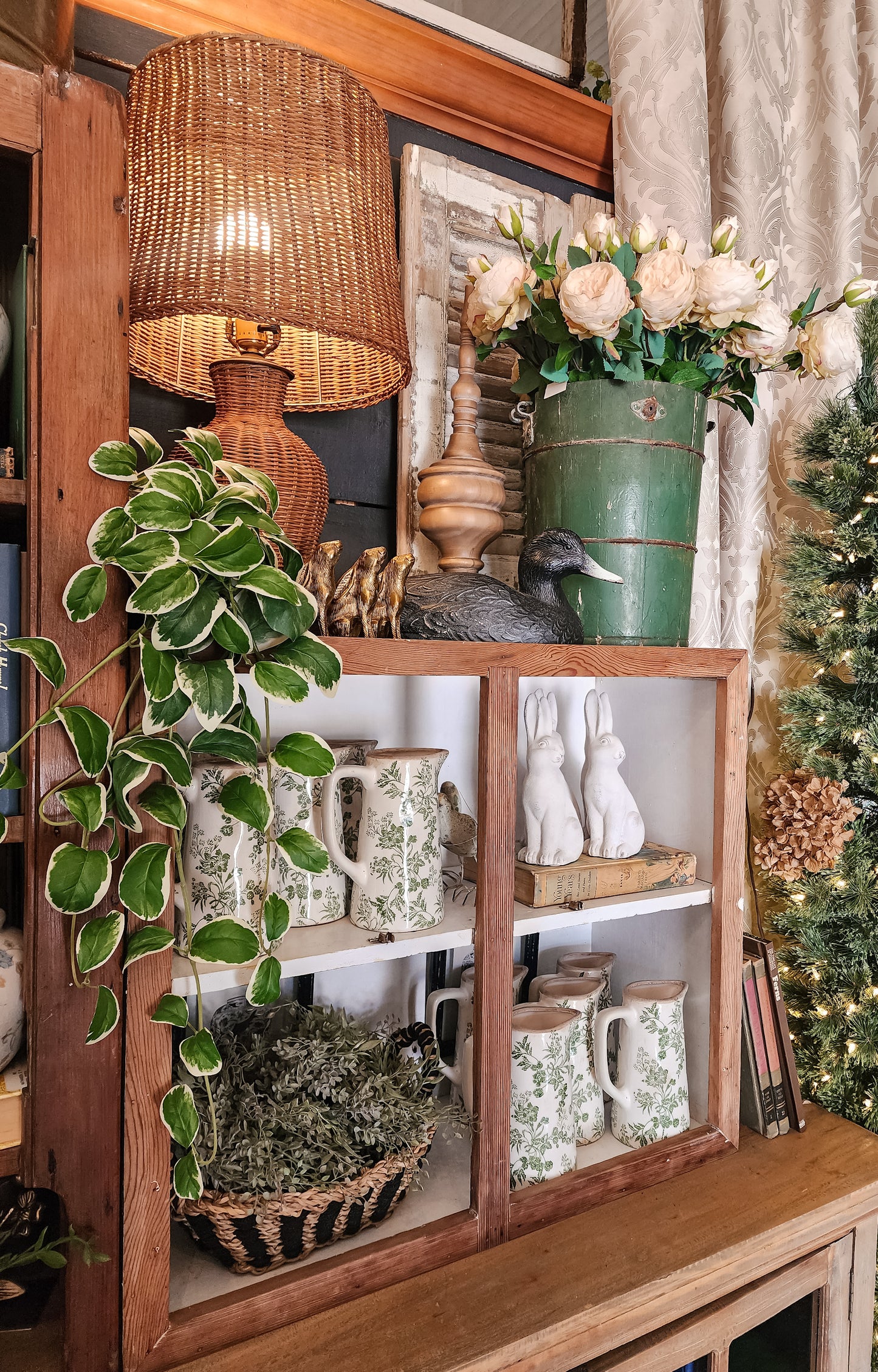 Potted Variegated Faux Plant