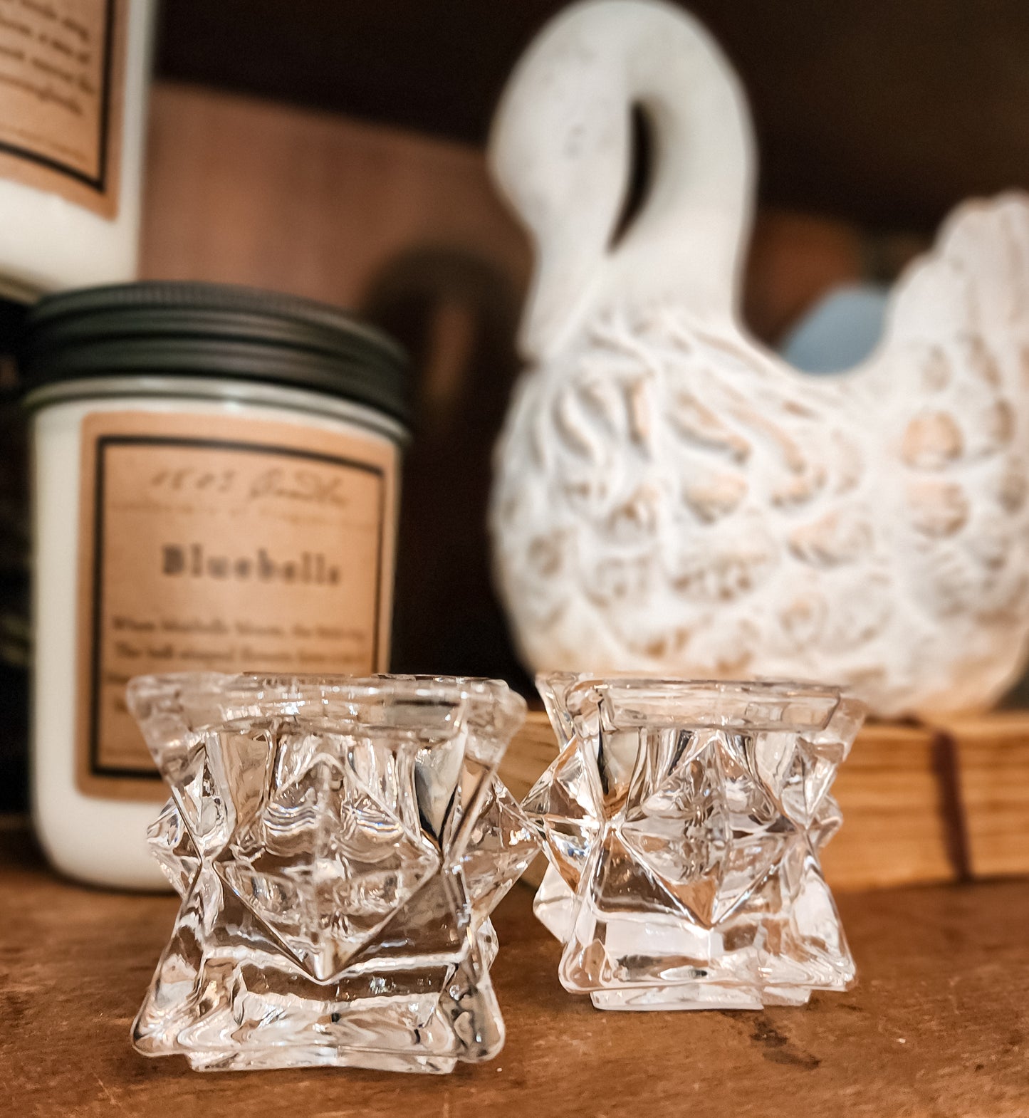 Set of Two Glass Taper Holders