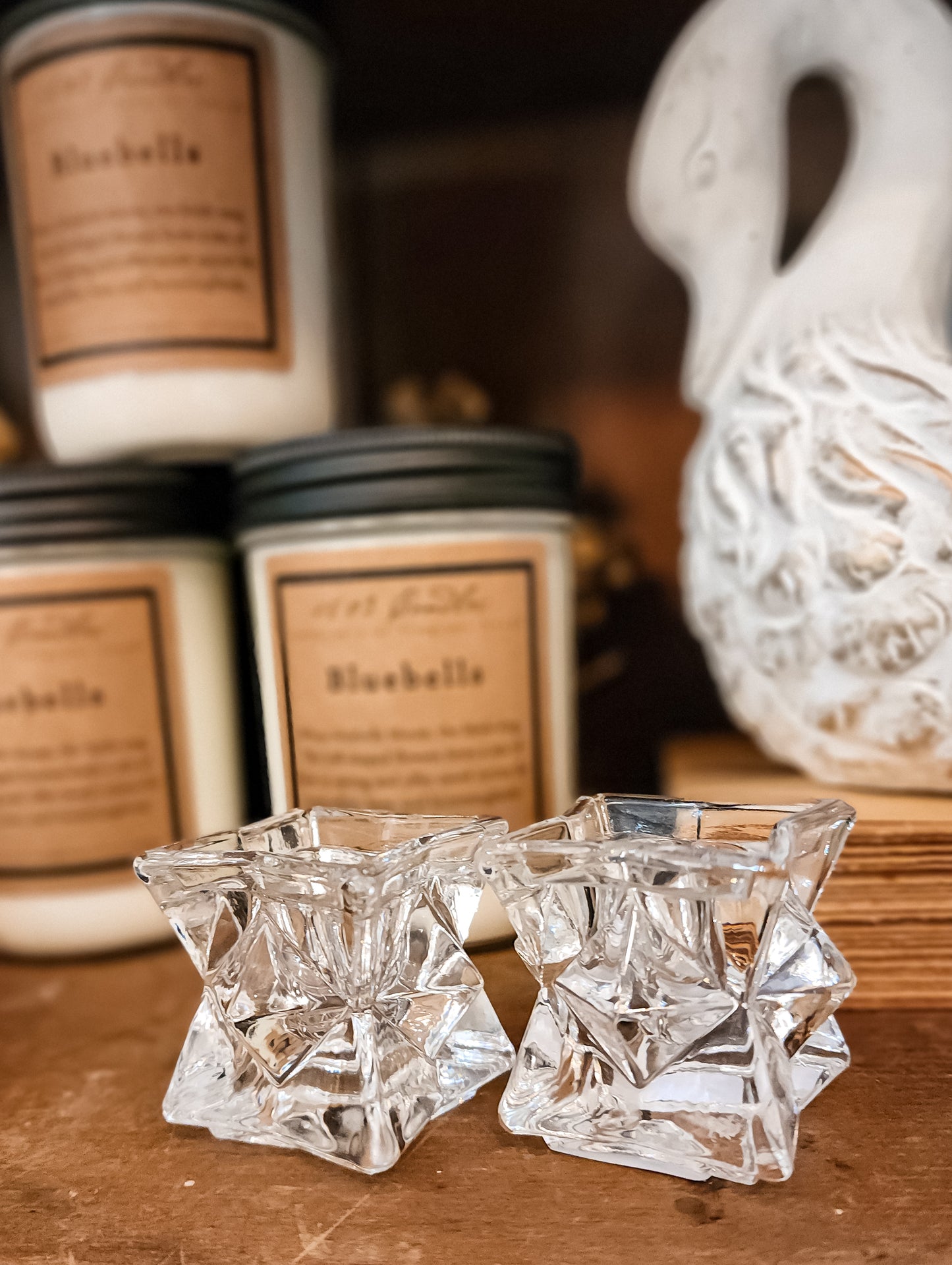 Set of Two Glass Taper Holders