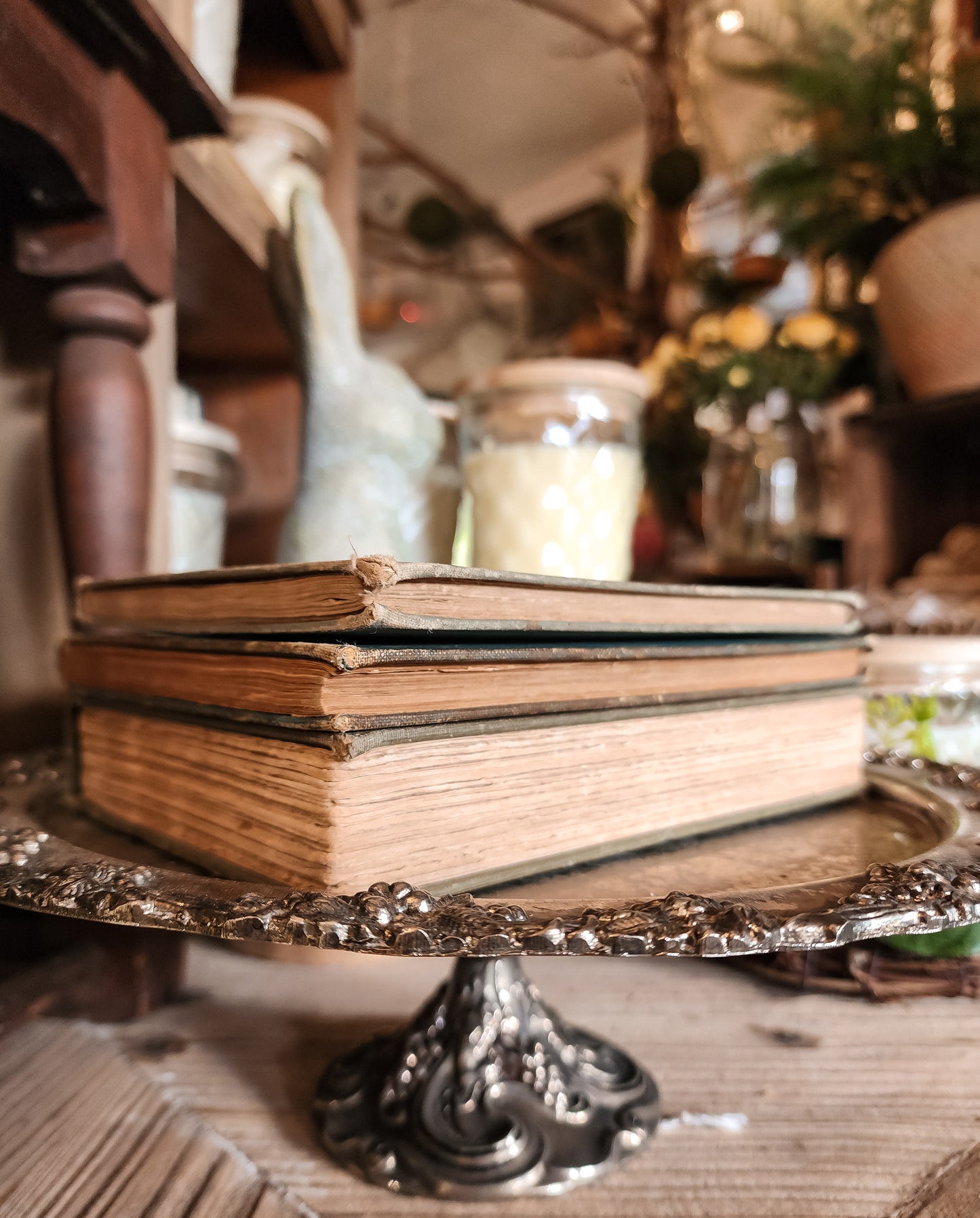Bundle of Three Green Worn Books
