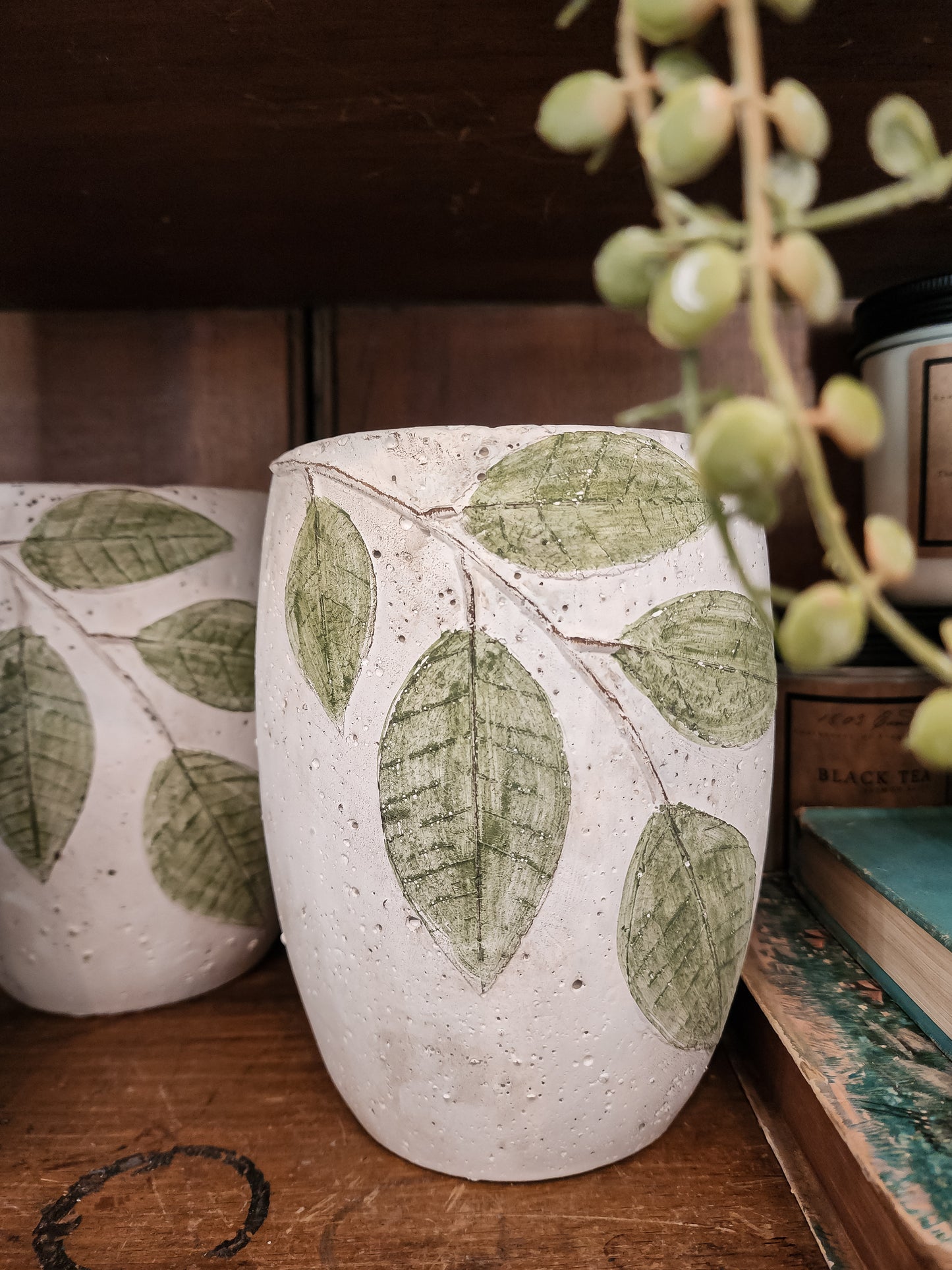 Leafy Cement Vase