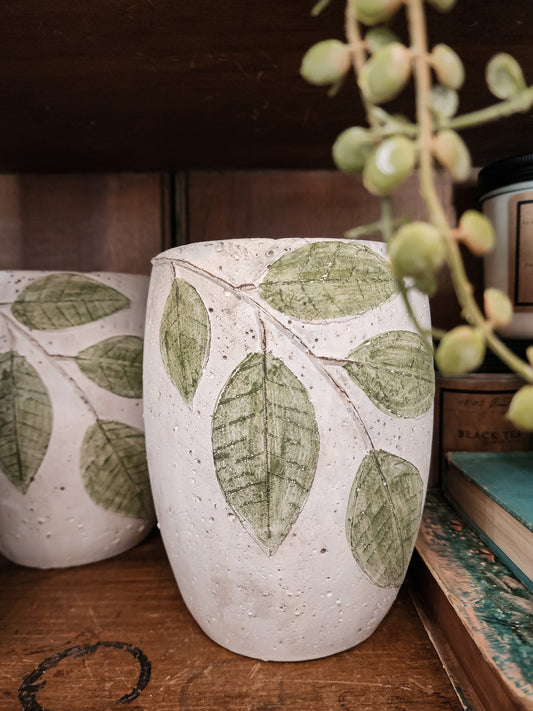 Leafy Cement Vase