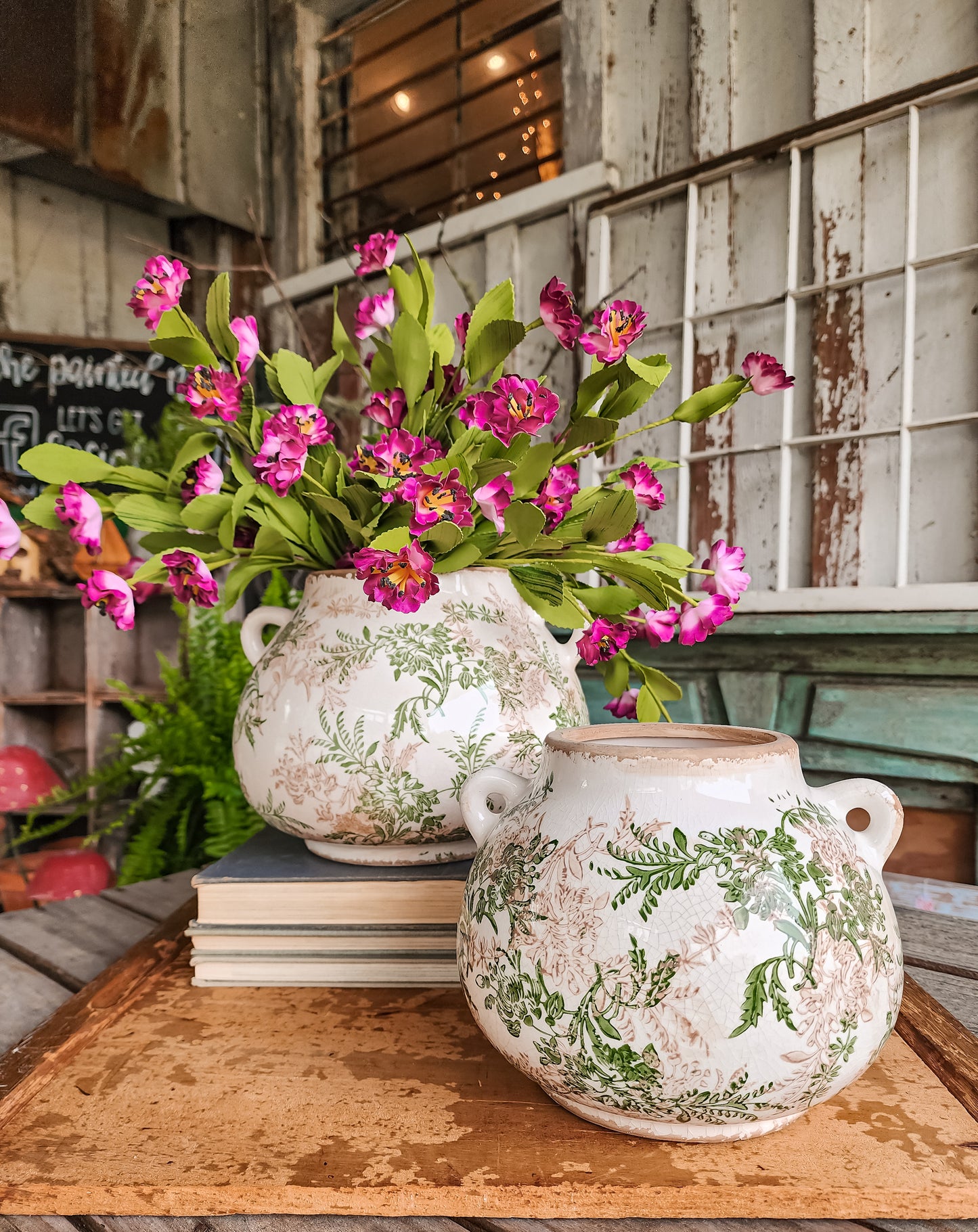 Ceramic Fern Vase with Handles
