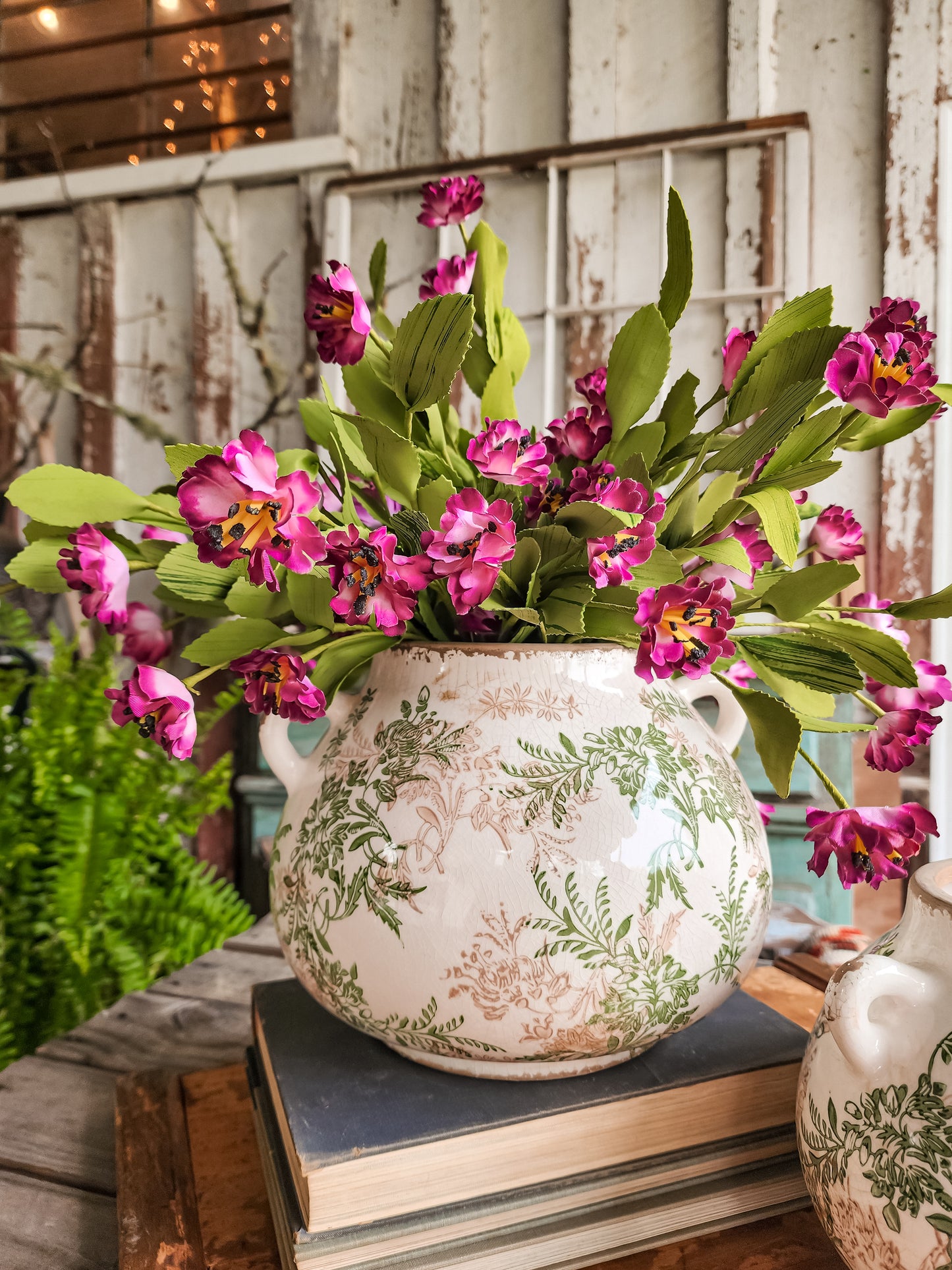 Ceramic Fern Vase with Handles