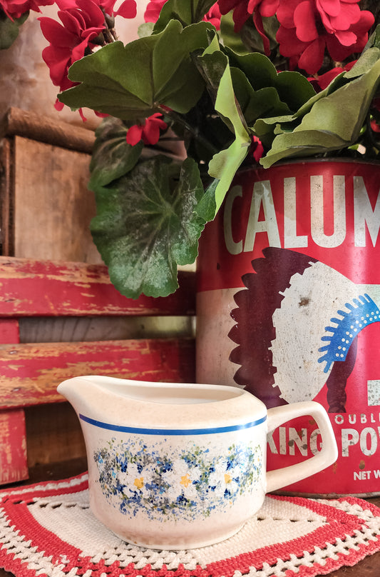 Short Creamer With Blue Flowers