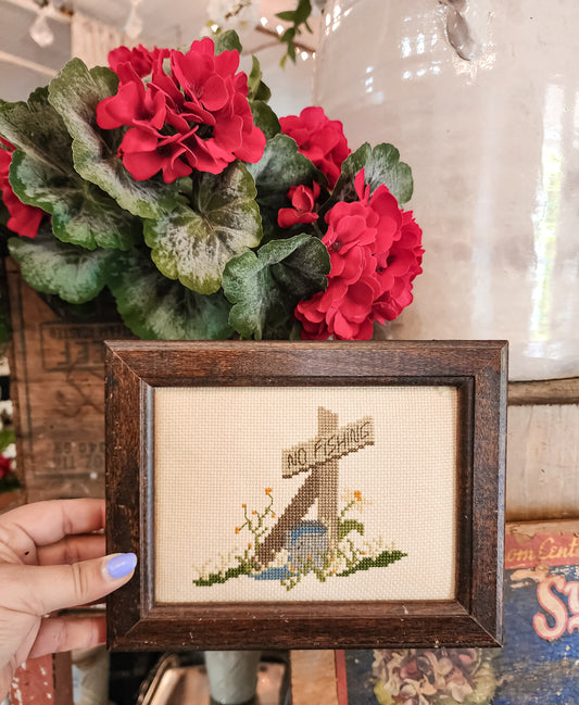Vintage Cross Stitch Wall Hanging
