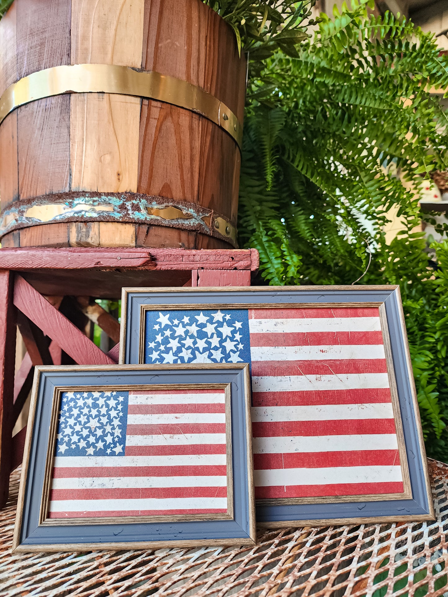 Rustic Flag Framed Antique Art (LARGE)