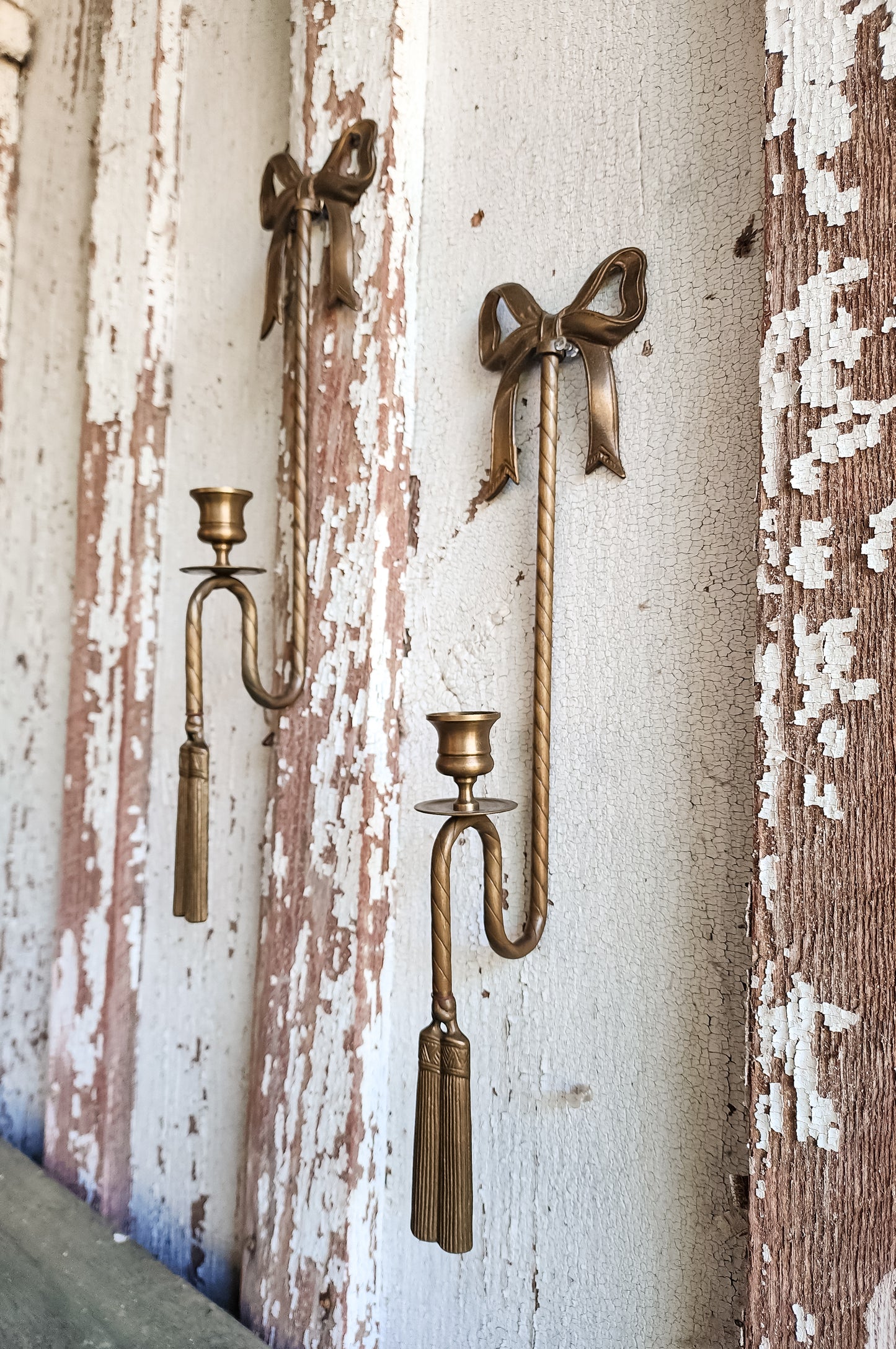 Set of Two Brass Wall Sconces
