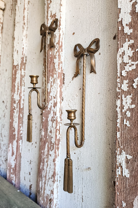 Set of Two Brass Wall Sconces