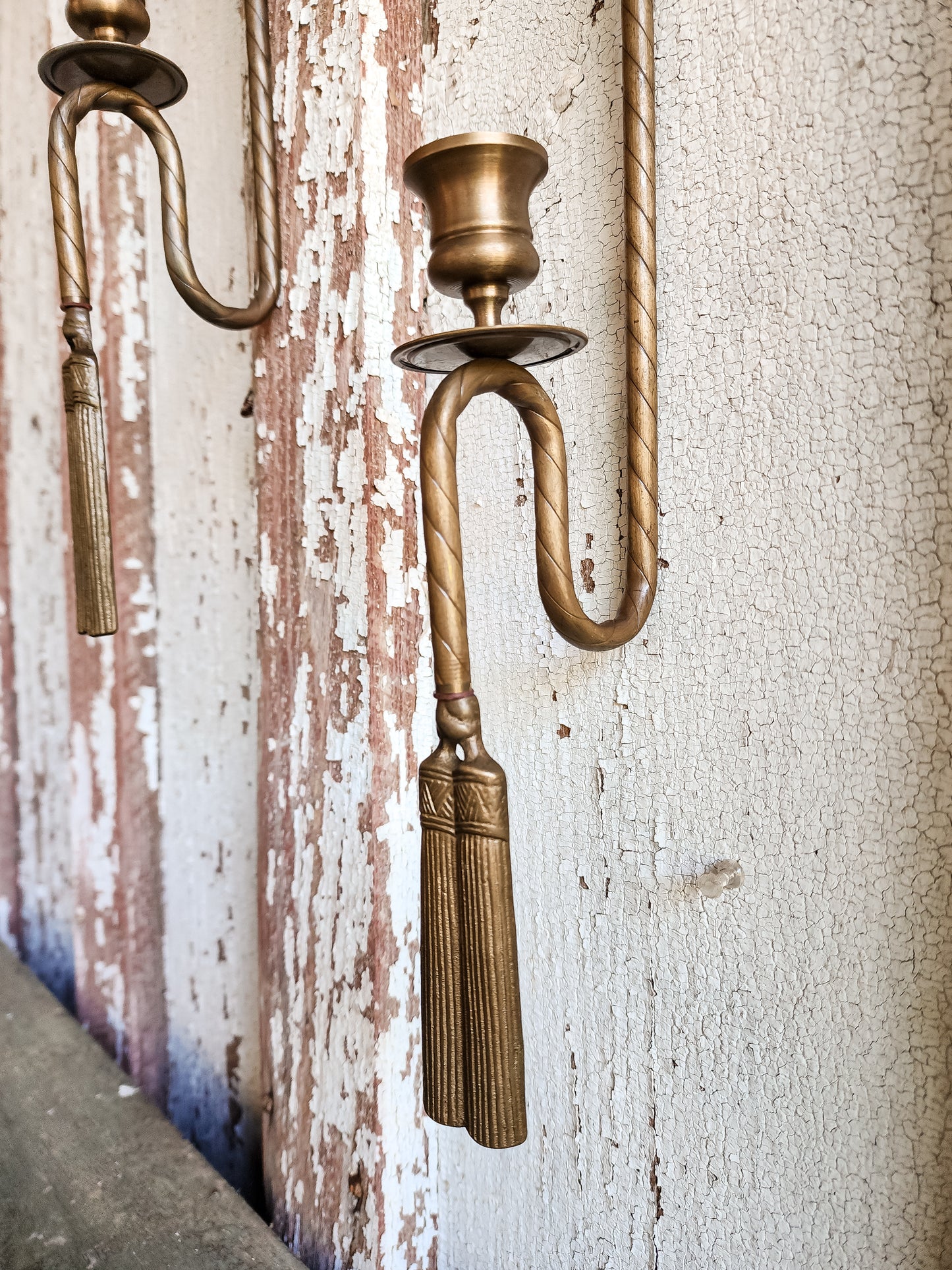 Set of Two Brass Wall Sconces