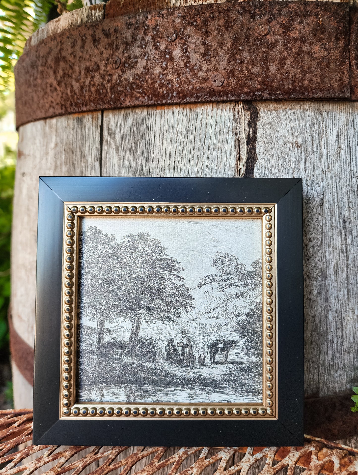 Landscape with Family under Tree Framed Art