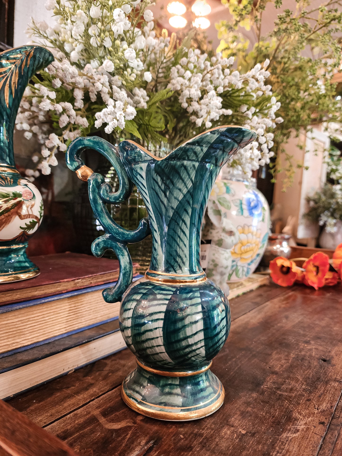 Vintage pair of Peacock Vases
