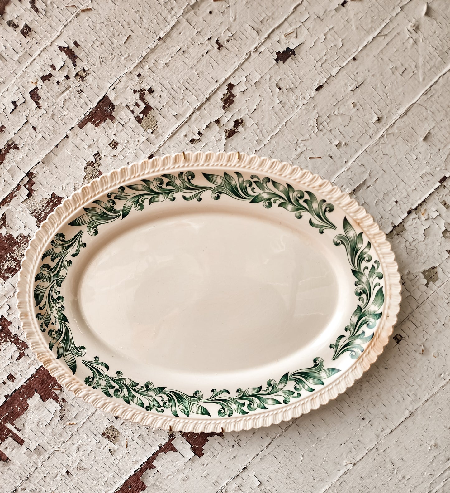 Green Design Oval Platter
