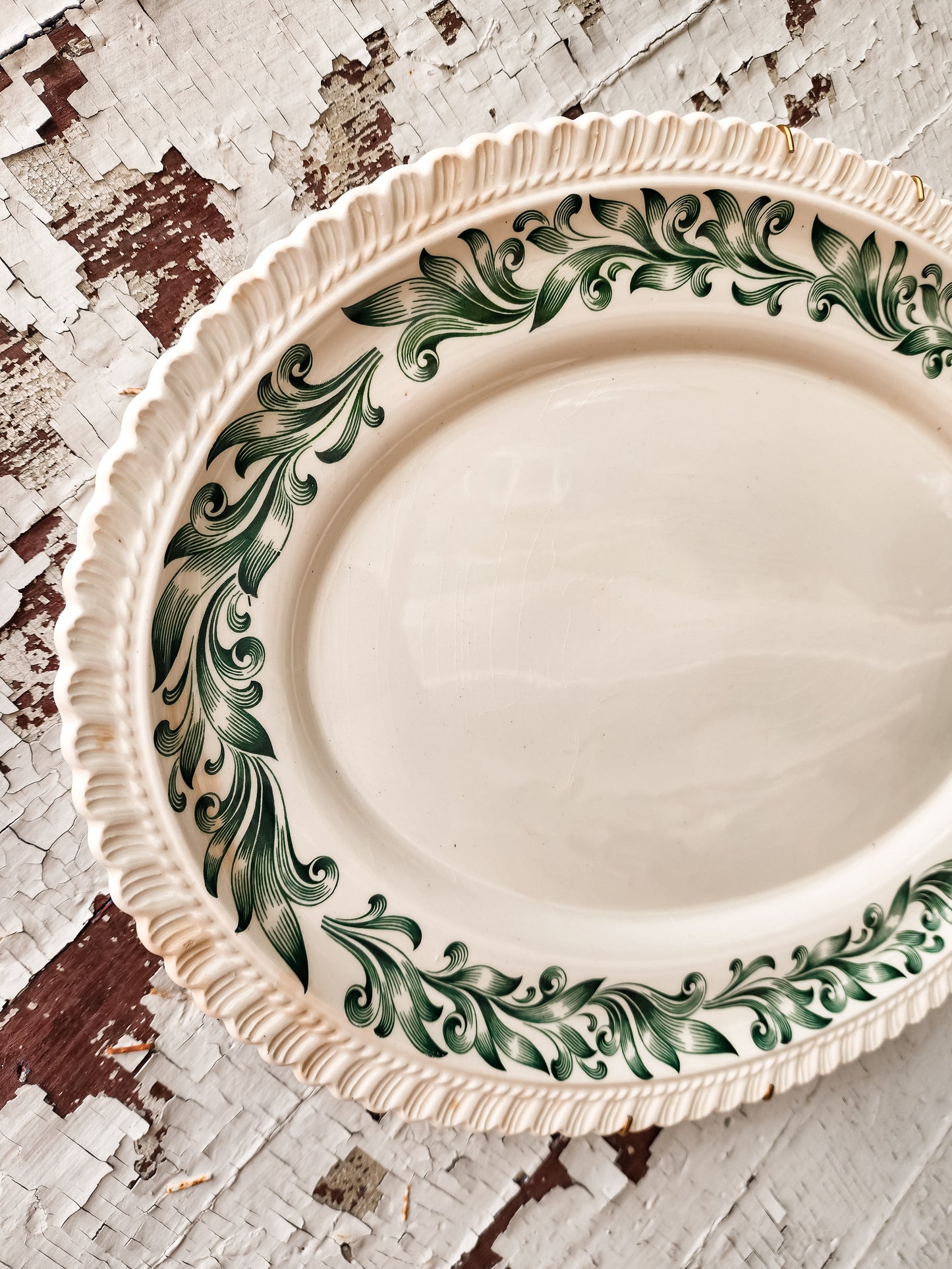 Green Design Oval Platter