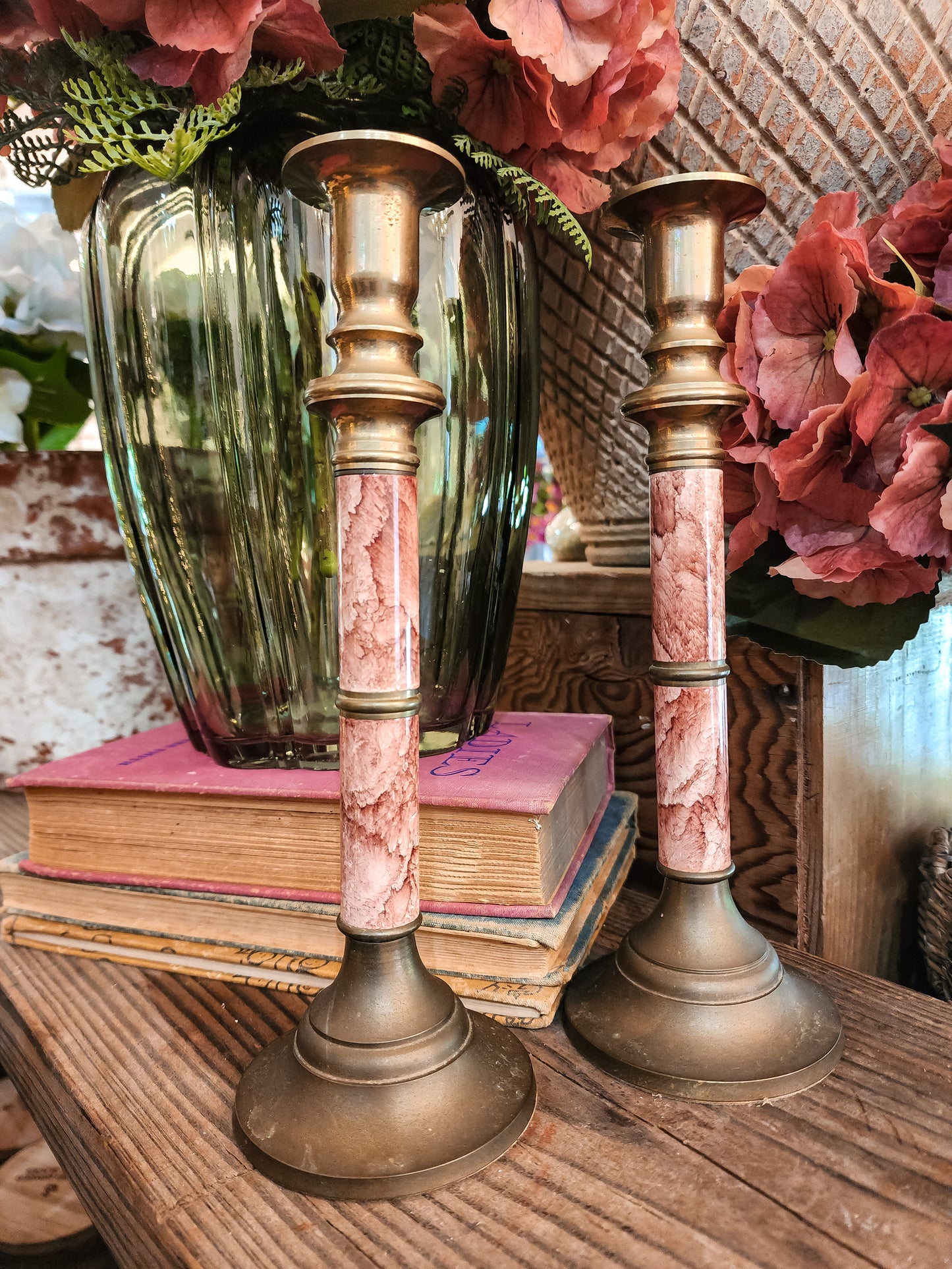 Set of Two Brass Candle Sticks (ROSE COLOR)