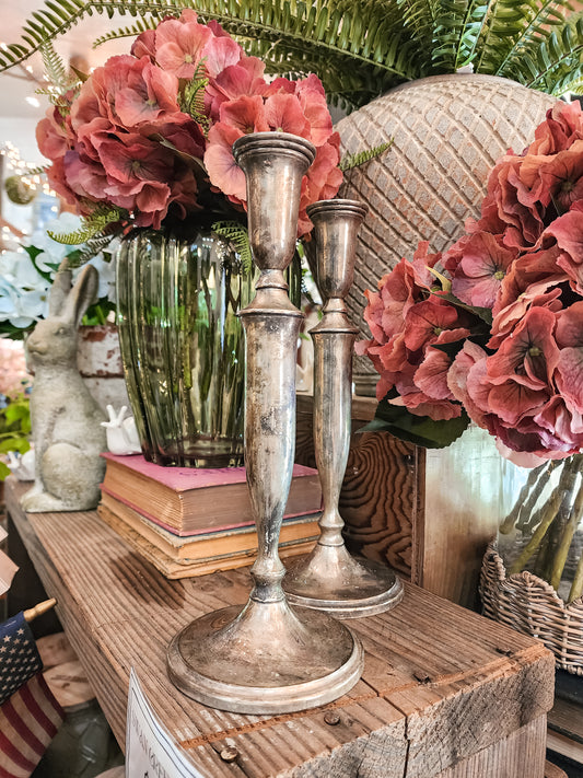 Silver Plated Pair Of Candle Holders