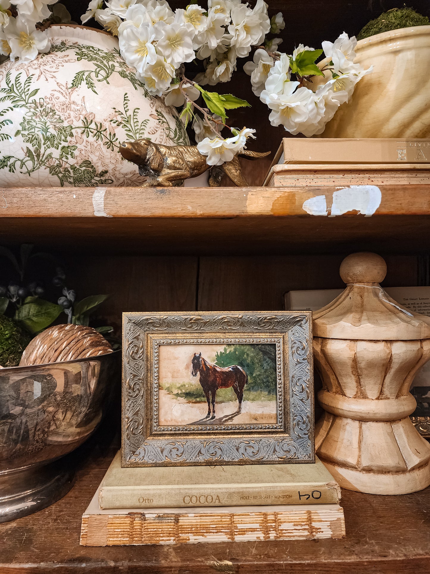 Brown Horse Study Framed Antique Art