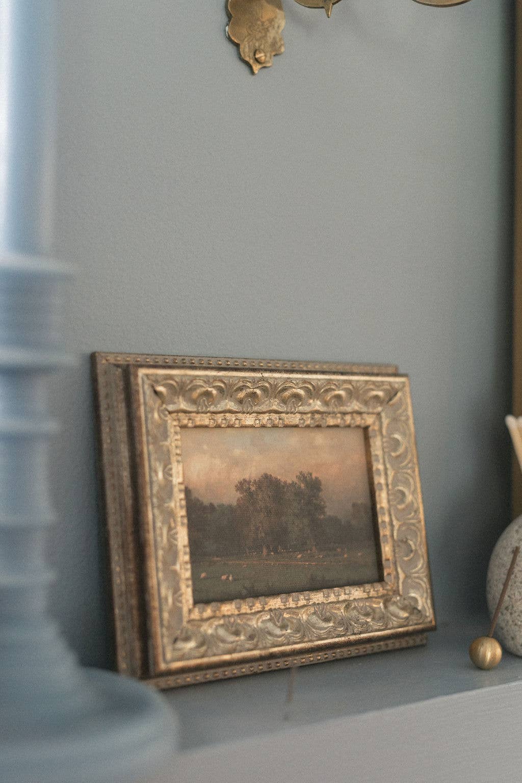 Sheep Farm Framed Antique Art: 10x8