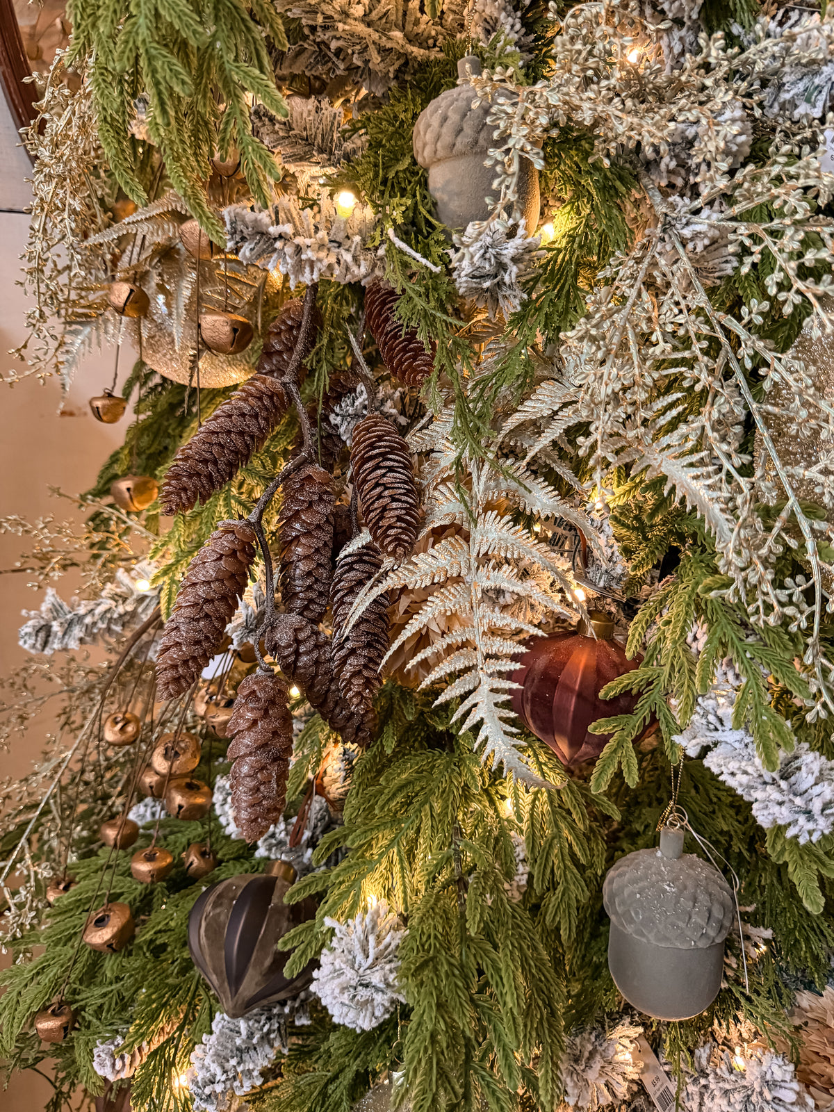 29.5” Frosted Hanging Pinecone Spray | Brown