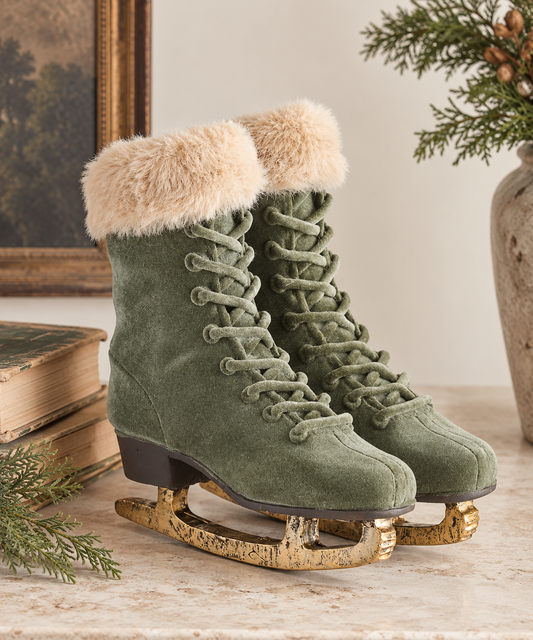 7” Sage Green Velvet Ice Skates