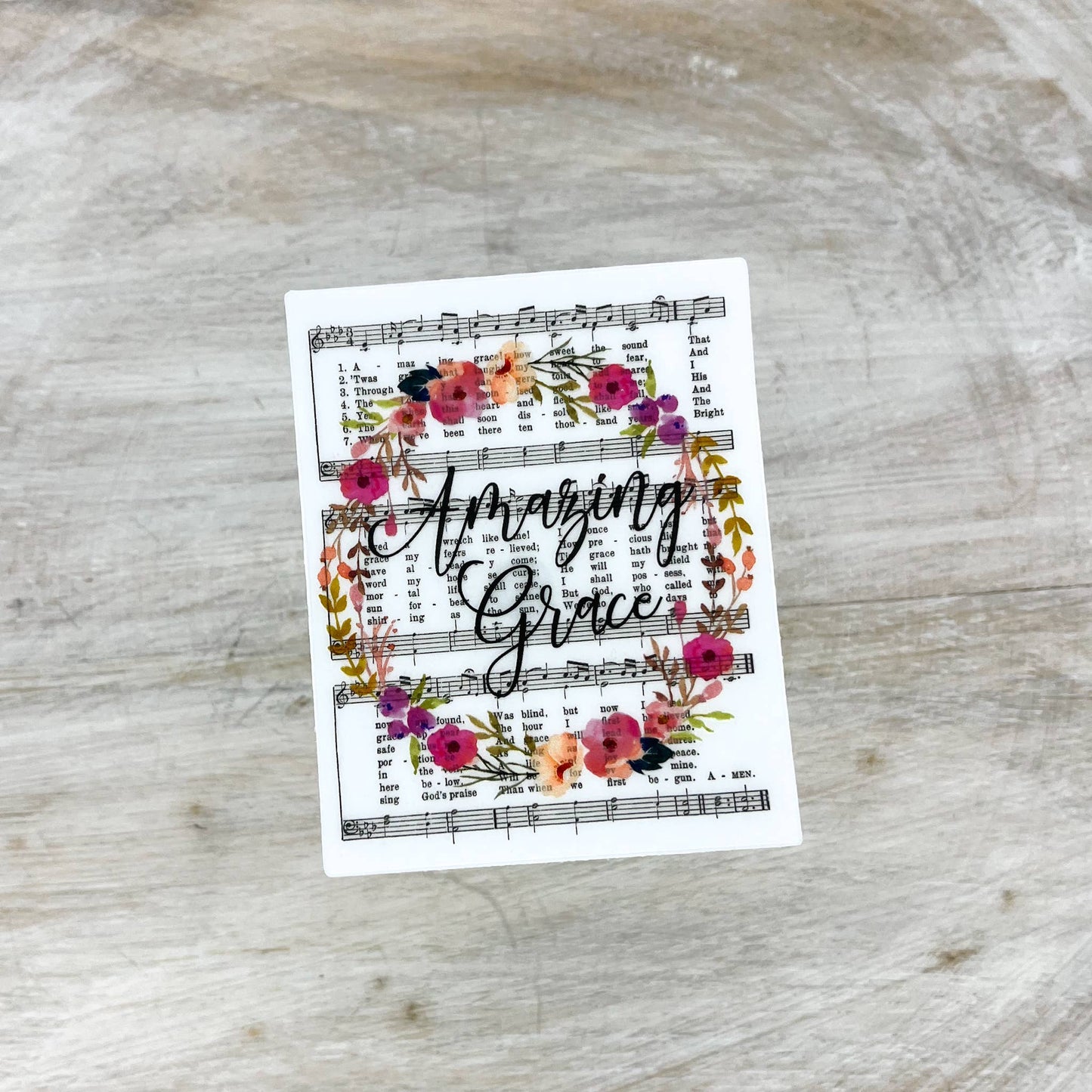 Amazing Grace Hymn, Floral Christian Sticker