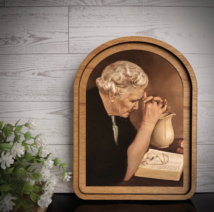 Arch Frame Art Christian Gratitude Praying | Wood & Canvas: Mini