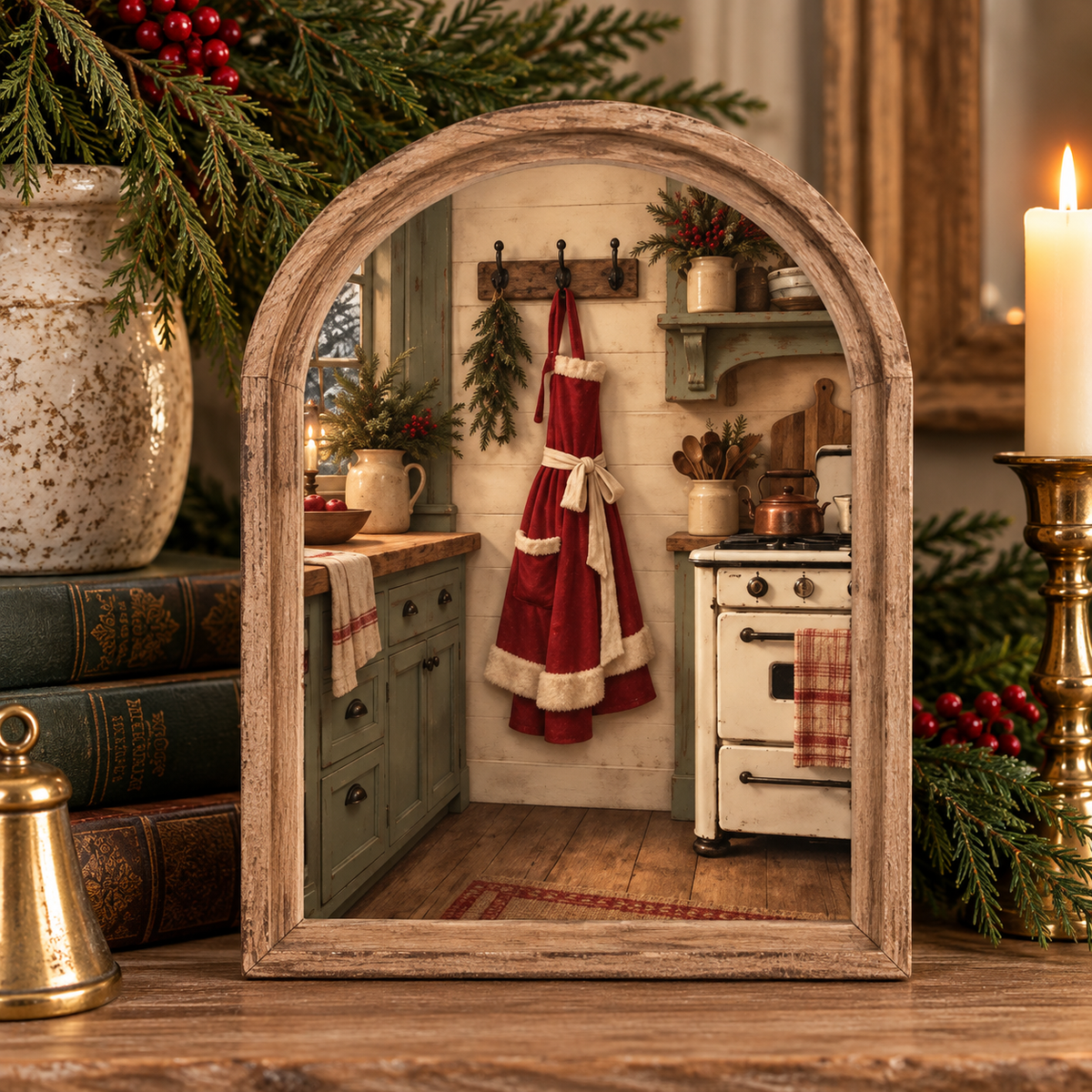 Arch Top Claus Kitchen Framed Art | 6" x 8"
