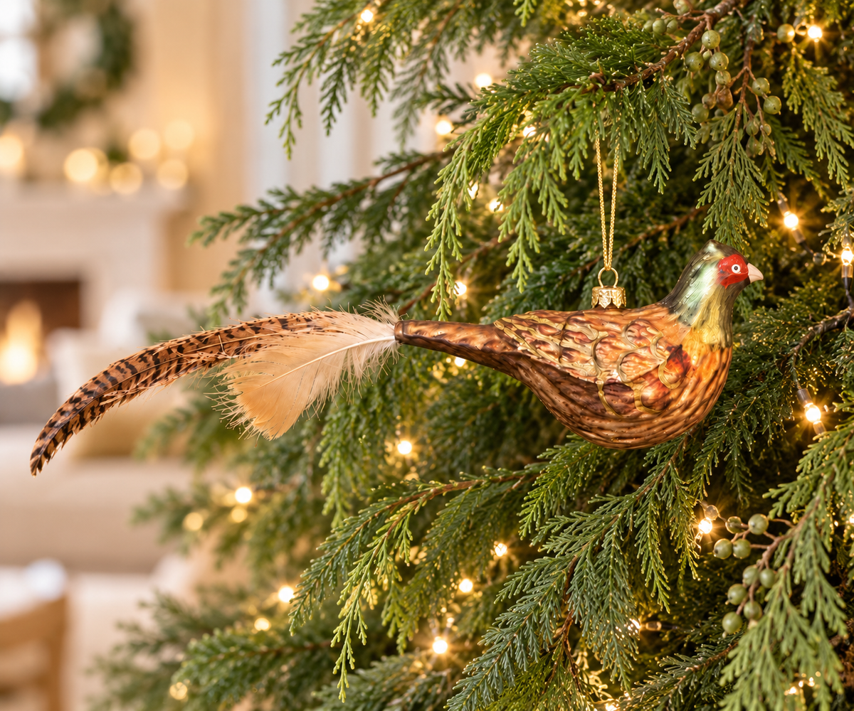 Gilded Pheasant Glass Ornament