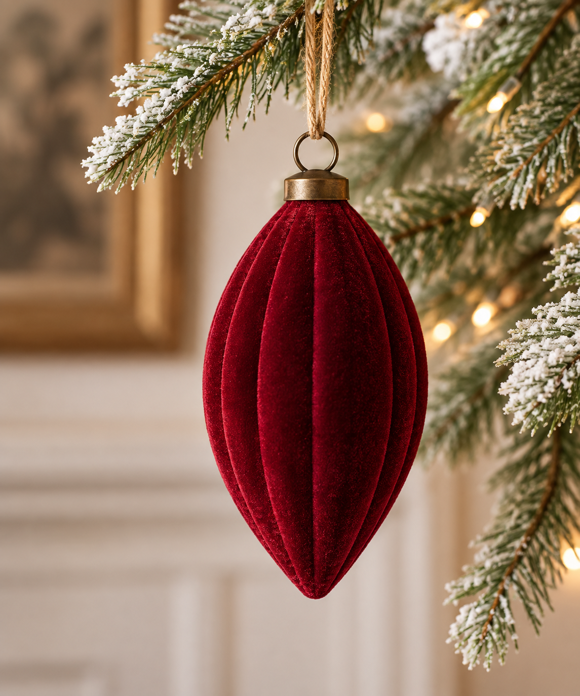 Bordeaux Velvet Oval Ornament