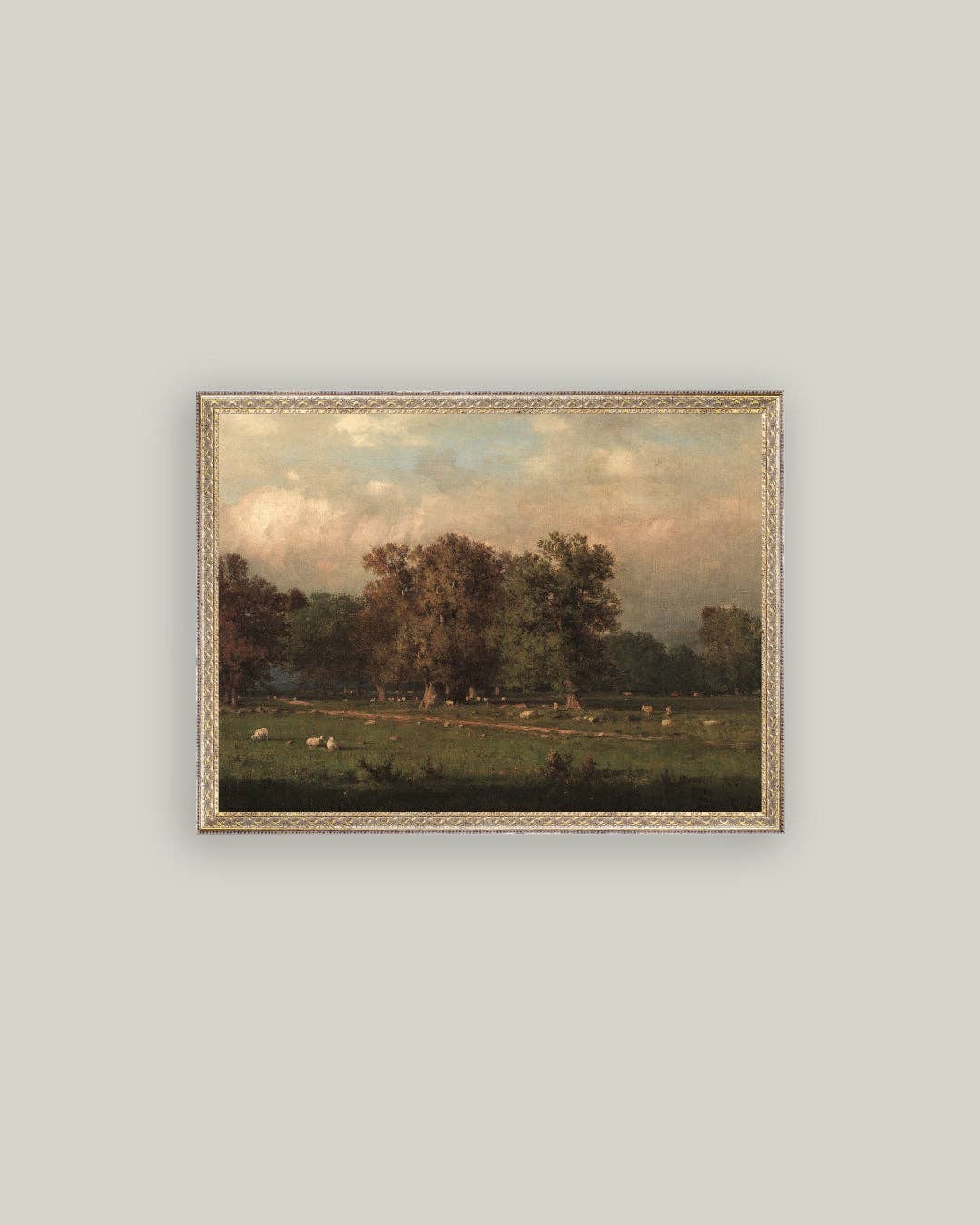 Sheep Farm Framed Antique Art: 10x8