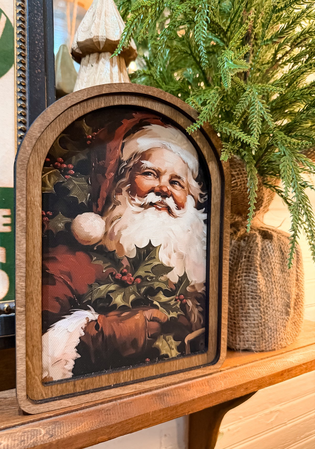 Arch Top Vintage Santa Framed Art | 6" x 8"