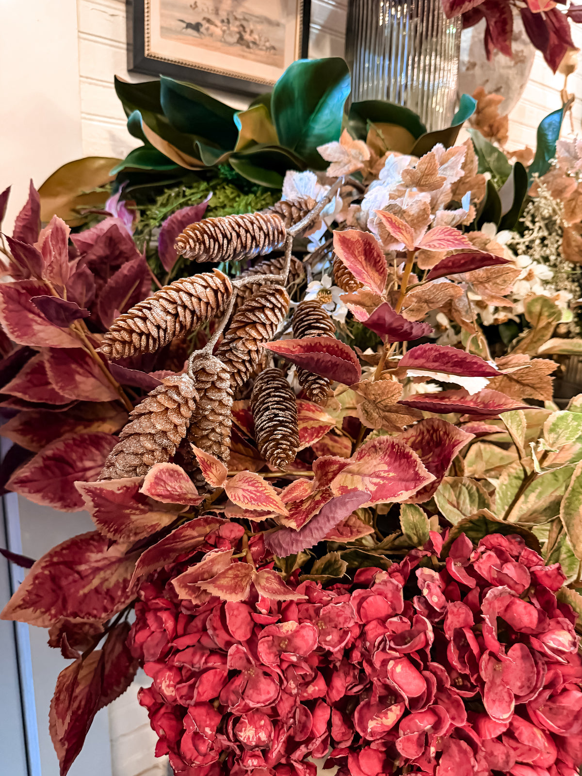 29.5” Frosted Hanging Pinecone Spray | Brown