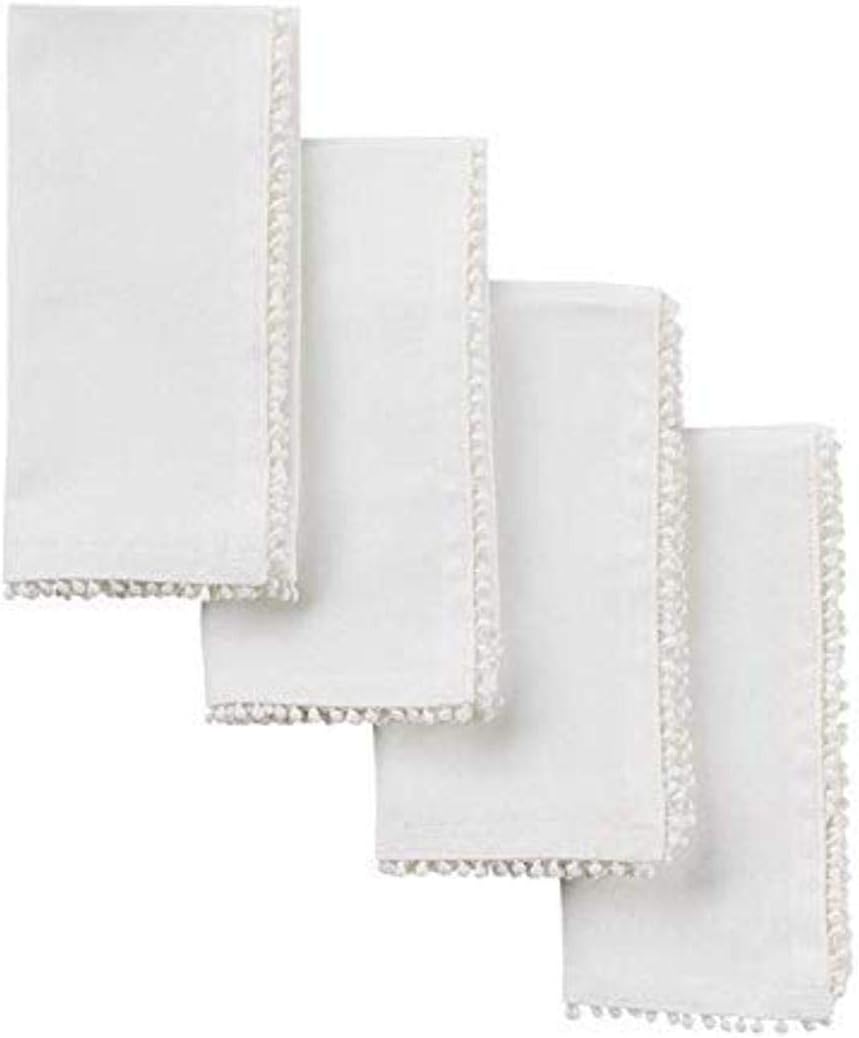 White Cotton Pom Napkins (Set of 4)