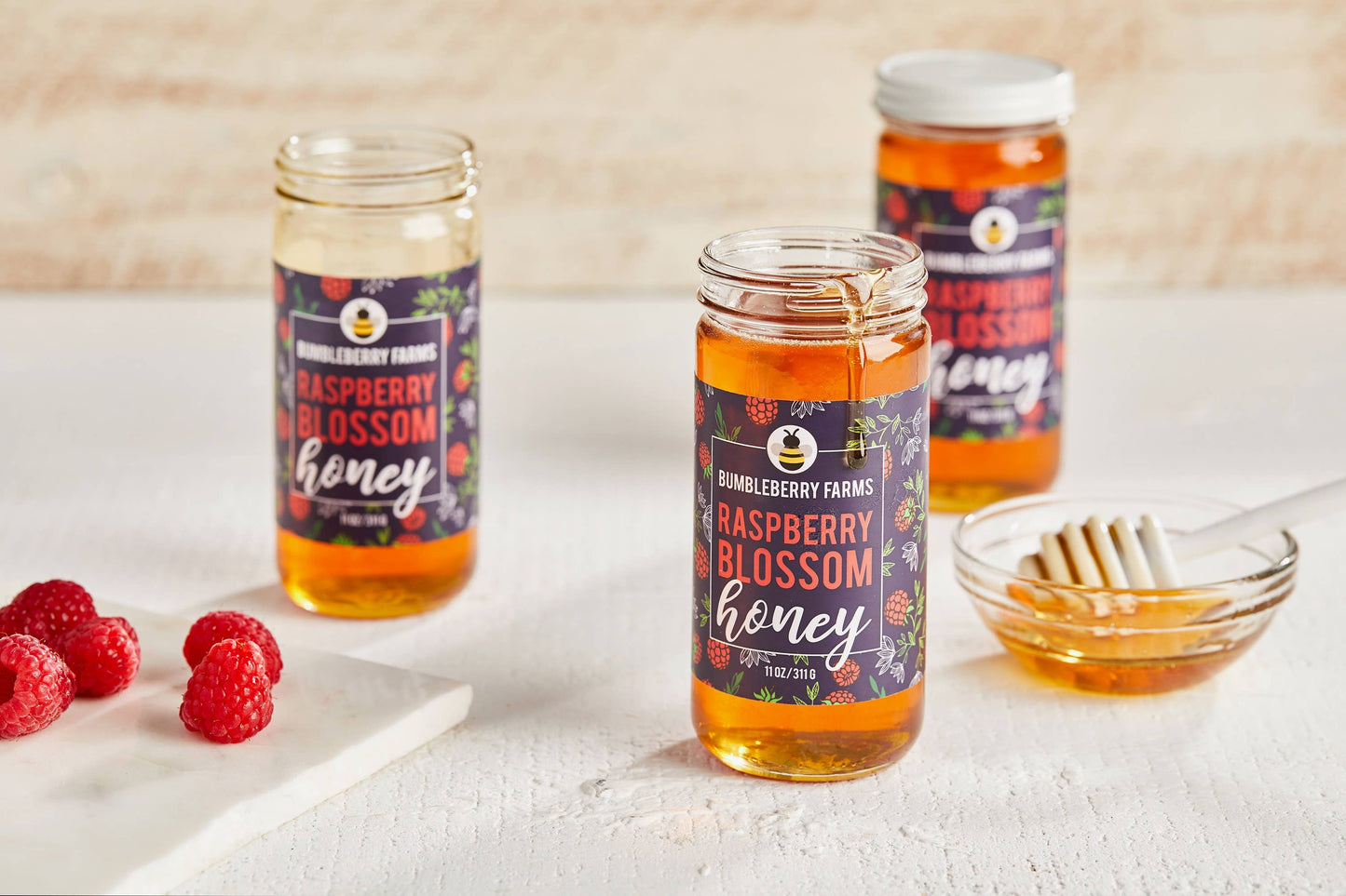Pure Raspberry Blossom Honey - 11OZ