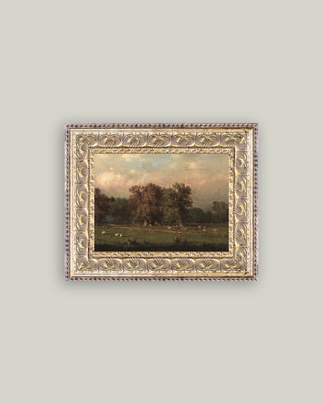 Sheep Farm Framed Antique Art: 10x8