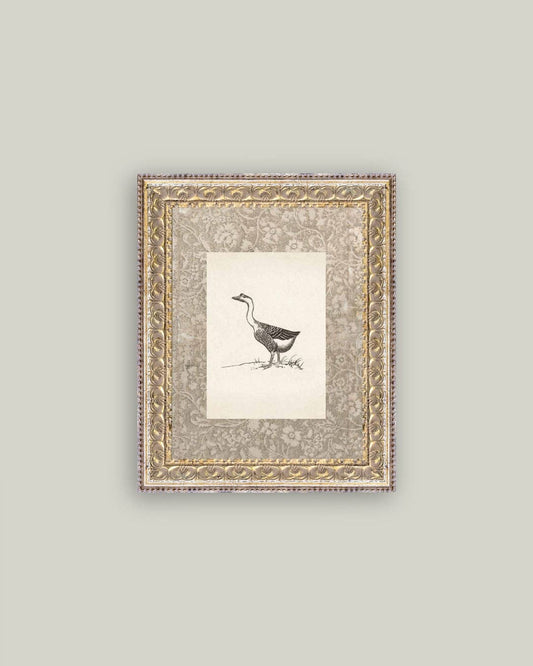 Single Goose Framed Antique Art: 8x10