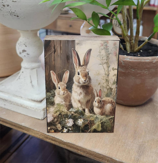 Bunny Trio Printed Block